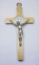 St. Benedict Crucifix  Natural Wood 4.5"