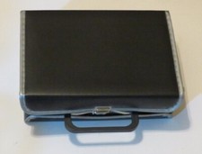 Vintage Black Cassette Tape Storage Box Briefcase w/ Handle Holds 12,