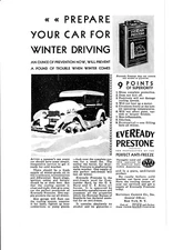 Prestone Antifreeze Print  Ad 1929 Auto Covered By Snow Used By Cmdr Byrd