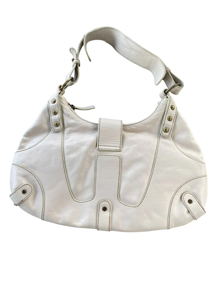 Bolso de Hombro Praga Crema Cuero Blanco Hebilla Foto 2 de 4