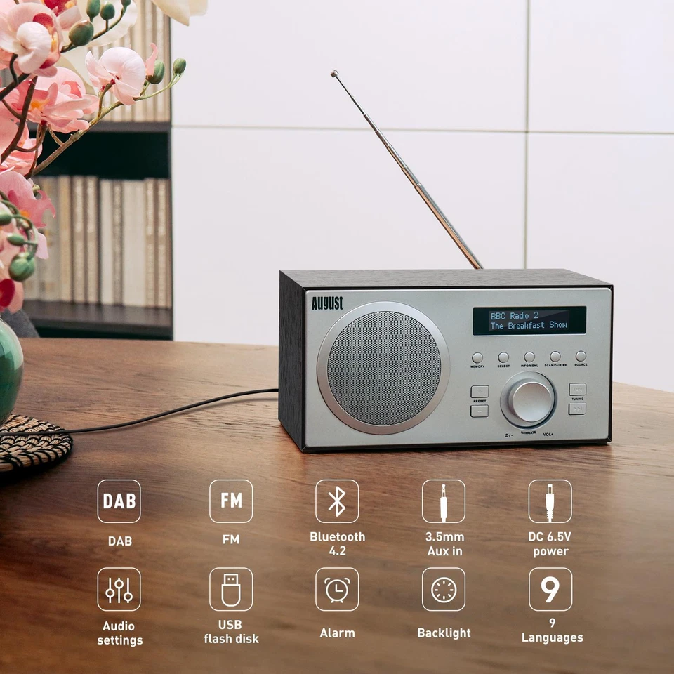 Digitalradio DAB DAB+ FM UKW Radiowecker Bluetooth Netzbetrieb Lautsprecher USB - Bild 2 von 2