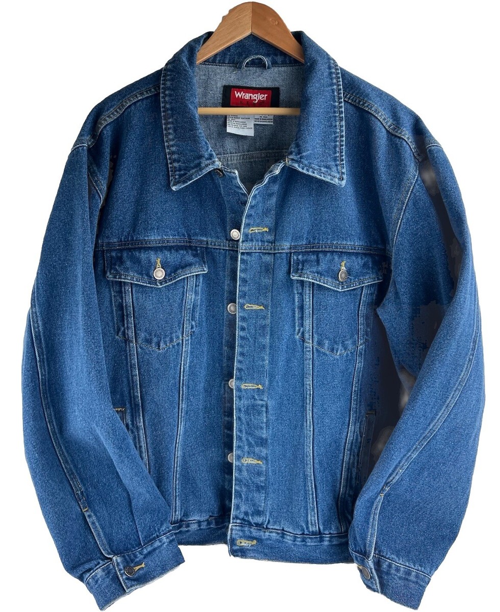 Vintage Wrangler Hero 2XL Denim Jacket Medium Wash Western Jean
