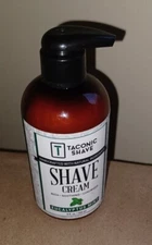 Taconic Shave Bay Eucalyptus Mint Cream Ultra Lathering 8 oz Pump Bottle Natural