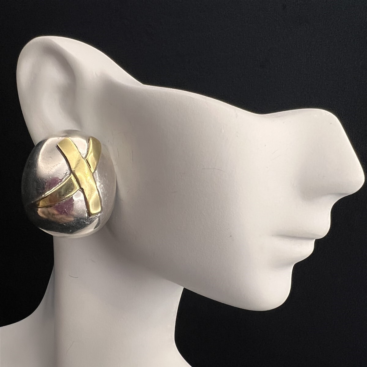 Modern Solid Geometric X Gold Plated Sterling Sil… - image 1