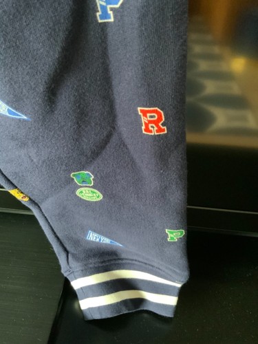 Polo Ralph Lauren navy print fleece jogger pants Sz M 10-12 youth 26” inseam NWT - Picture 9 of 11