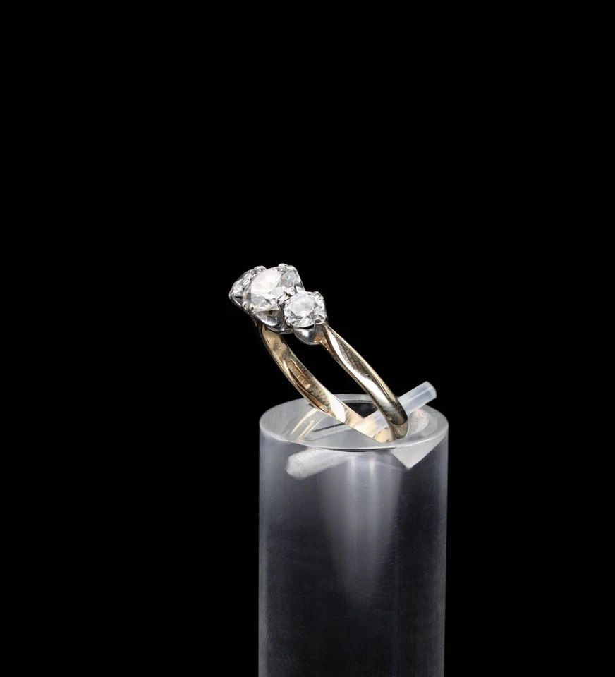 375/- 9 Kt Bicolor Goldring mit weißen simulierten Diamanten Ringgröße 55 - Bild 3 von 4