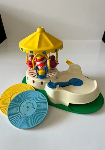 Vintage Fisher Price Change-A-Tune Carousel Record Player Little People Works