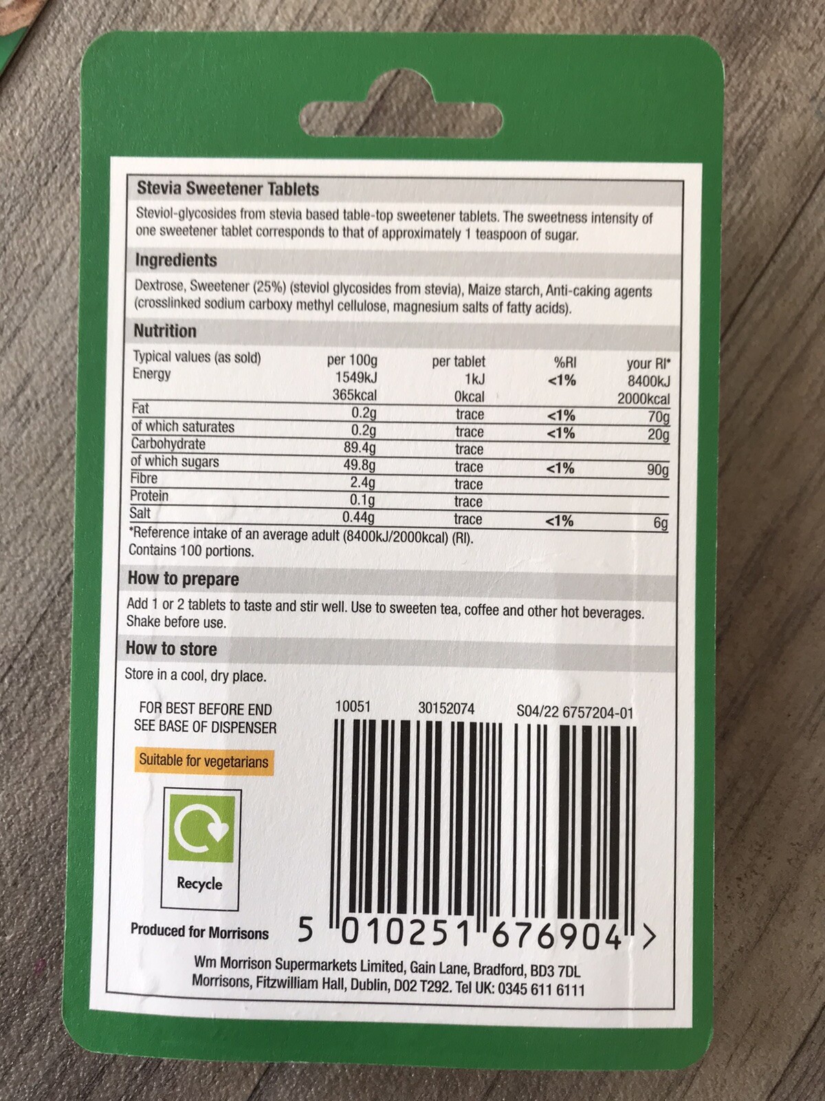 300 Stevia Sweetener Tablets For Slimmers Diabetics Morrisons 1st