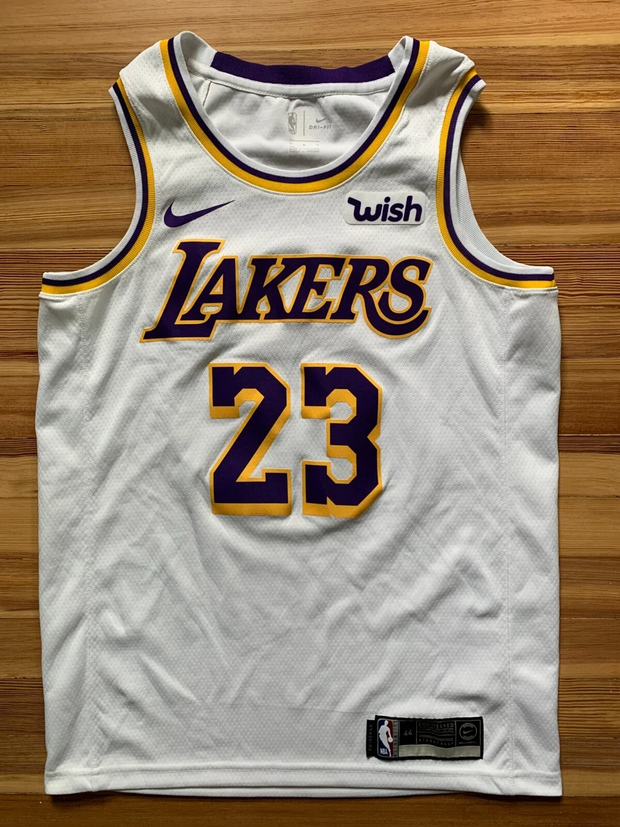 LeBron James Men's 44 Medium M Nike Swingman Los Angeles Lakers NBA White  Jersey