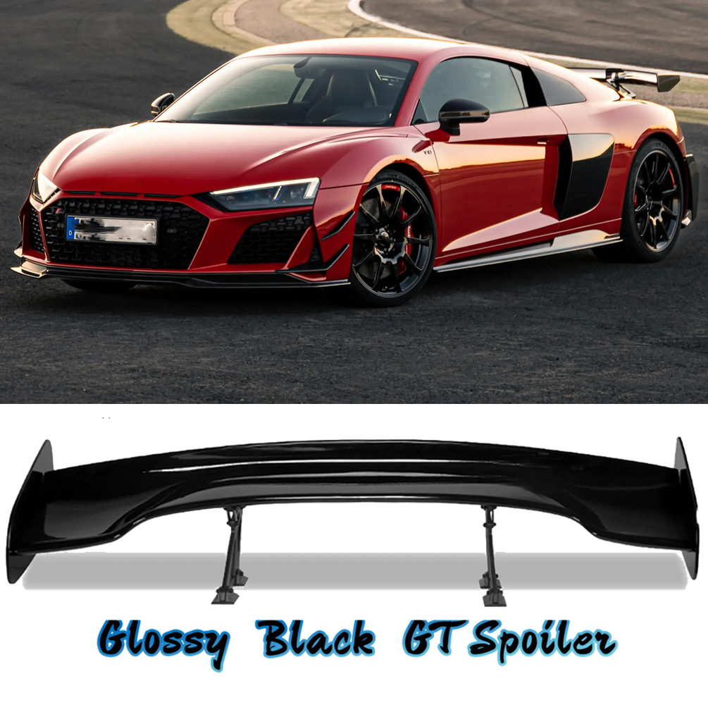 47'' Rear Trunk Spoiler Wing GT Style Adjustable Bracket Gloss Black For Audi R8
