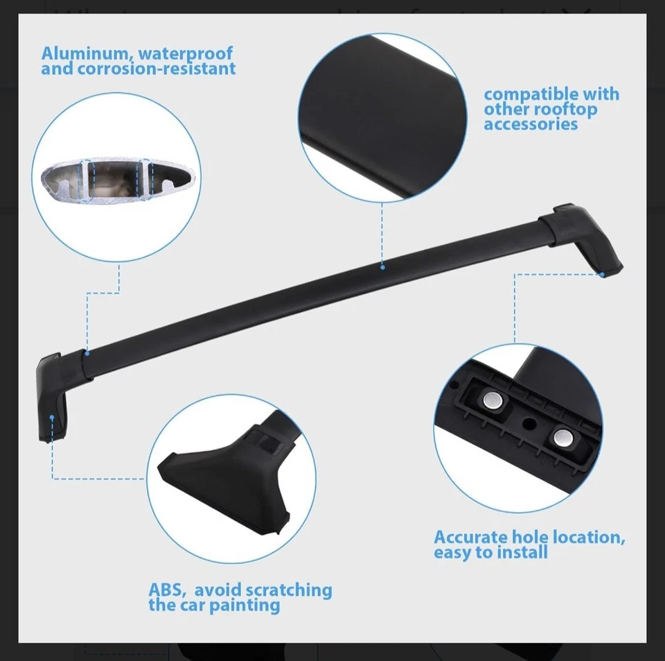 丰田 Highlander 2020 - 2024 L & LE 横杆 带 O 车顶导轨 — 第 4/4 张图片