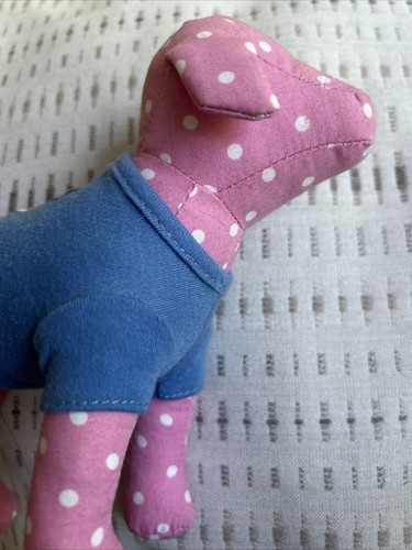 Victoria’s Secret LOVE PINK Plush Dog Pink Polka Dots Love Peace Blue Shirt - Picture 2 of 4