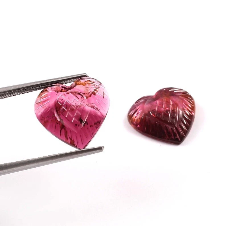 Loose Gemstone Natural Certified Bio Tourmaline Hand Carved Fancy Heart A978 - Image 2 of 3