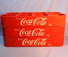 Vintage Lot of 3 Coca Cola 2 Liter 8 Bottle Carrier Plastic Red