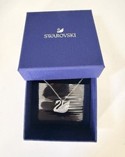 Swarovski Iconic Swan Pendant Necklace Clear Crystals Pearls Rhodium Plated
