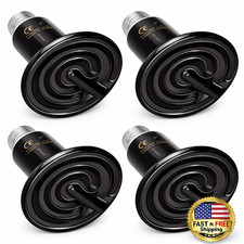 150W Heat Lamp Bulb, 4-Pack Ceramic Heat Emitter Bulbs for Reptile  Amphibian