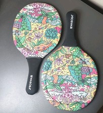 Waboba Water Beach Paddle Set of 2 Palm Trees Cactus Flowers Waves Clouds Design