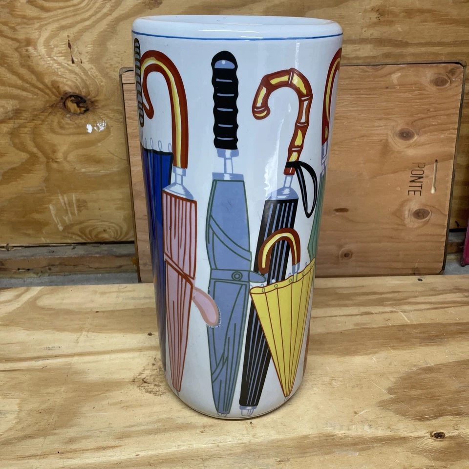 Винтажный керамический держатель для зонта с цветными зонтиками - Изображение 2 из 4