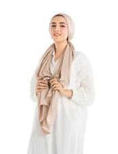 Satin Crepe Hijab Scarf for Women (Cream)