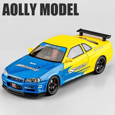 Large 1:18 Nissan Skyline GT-R R34 Diecast Model Car Sports