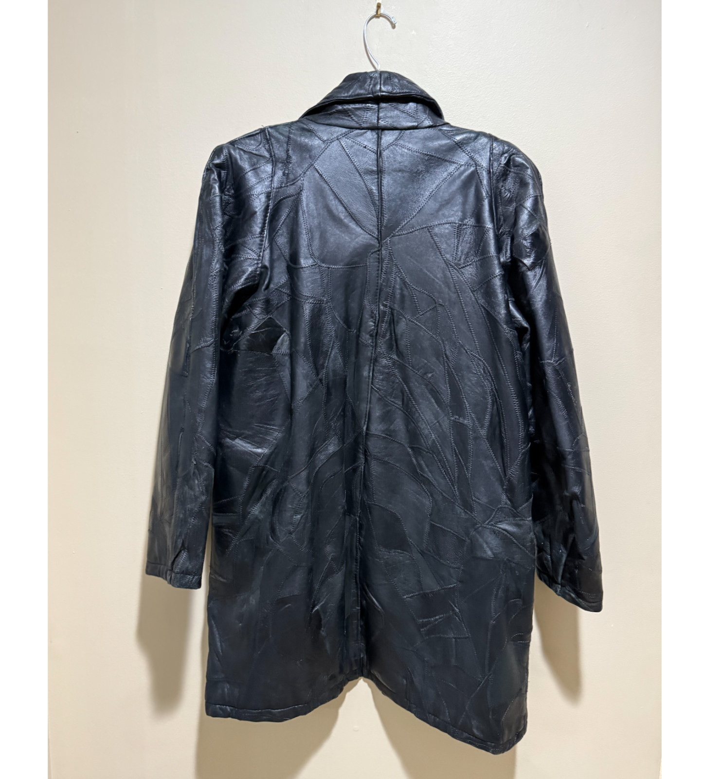 90s Leather Mosaic Patchwork Jacket Coat Italian … - image 2