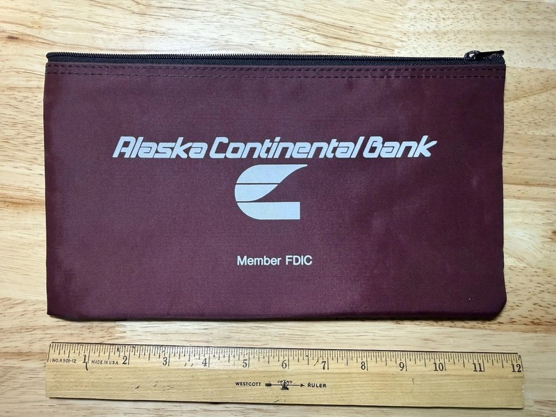 Alaska Continental Bank Money Deposit Bag Zipper Pouch