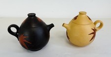 Yixing Zisha Leaf Design Set of 2 Chinese Teapots