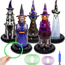 5Pcs Inflatable Halloween Ring Toss Game,Halloween Games for Kids,Adults,Family