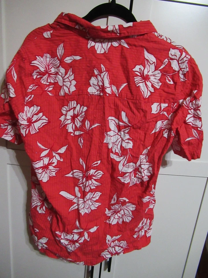 GAP Short Sleeve Floral Seersucker Button Down Shirt Mens Small Red White - Image 3 of 4