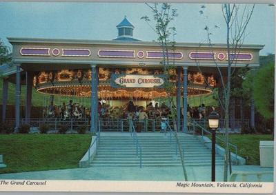Grand Carousel Magic Mountain CA  Continental Chrome Postcard