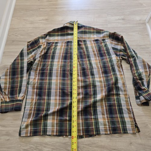 BD Baggies Shirt Mens Large Plaid Button Long Sleeve Green Brown - Picture 9 of 9