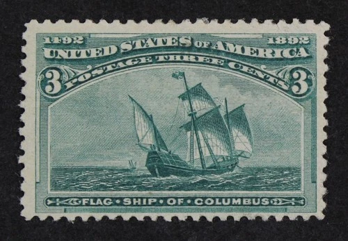 CKStamps: US Stamps Collection Scott#232 3c Columbian Mint H OG Small Thin