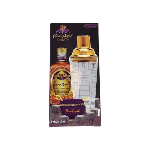 Crown Royal 14oz Cocktail Shaker Set Samtbeutel 6 Whisky Steine 6 Rezepte Neu