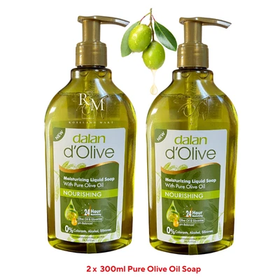 2 x 300ml Dalan d’Olive Pure Olive Oil moisturizing NOURISHING hand wash Soap