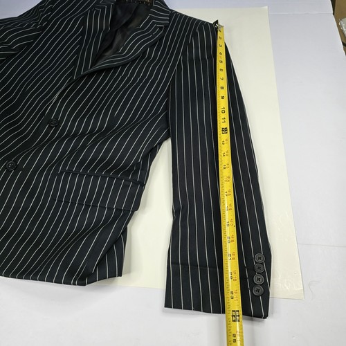 P&L 3 Piece Suit Mens 38R Black White Pinstripe Superior 150s High Tech Fabric - Picture 11 of 24