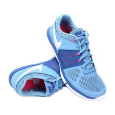NIKE Flex Run Women US 7 Blue  White Athletic Running Trainers Shoes