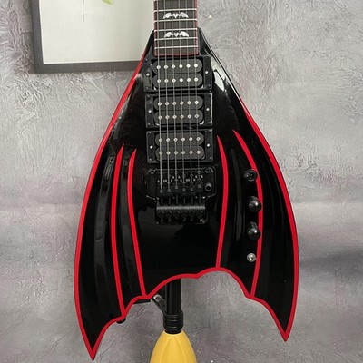 Bat Wing Shape Electric Guitar Floyd Rose 6 String HHH Pickup Chrome Part