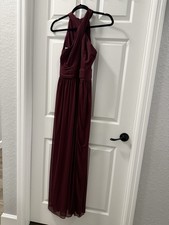 David's Bridal Burgundy Sleeveless Bridesmaid Dress 100 Polyester