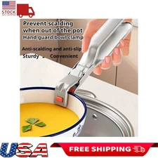 Anti-Scald Plate Gripper Clips Stainless Steel Silicone Tool For Moving Hot Bowl