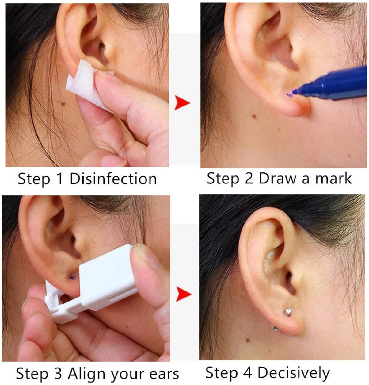2Pcs Safety Ear Piercing Kit Disposable Self Nose Piercing Gun with Ear Stud US image 6