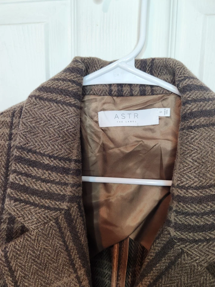 ASTR этикетка клетку укороченный блейзер коричневый чек шерсти вид куртка - Изображение 3 из 4
