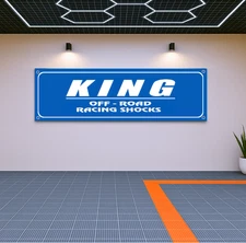 King Off-Road Racing Shocks Flag Banner 71x24" – Garage Wall Decor