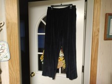 NWT Alfred Dunner Luxe Be A Lady Black Pull On Velour Pants Size Women's 10
