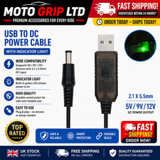 USB 5V to 9V/12V Step Up Converter Cable 2.1x5.5mm DC Power Boost Adapter