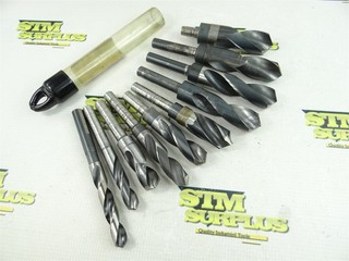 LOT OF 10 ASSORTED HSS S&D DRILLS 17/32" TO 1 1/16" DIA 1/2" SHANKS