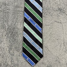 Vintage Brooks Brothers Striped Silk Multicolor Logo All Over Print Made in USA