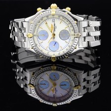 Breitling Chronomat Chronograph steel gold mother of pearl dial B13050 serviced 5