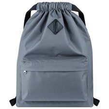 Drawstring Backpack Water Resistant String Bag Sports Gym Sack Side Pocket