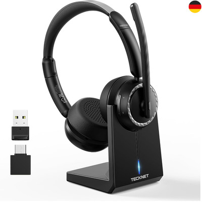 TECKNET V5.3 Bluetooth Headset mit Mikrofon, Wireless Headset mit AI Noise