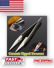 1pc Ceramic Tip Stainless Steel Tweezers: Heat-Resistant Fine Point Tool - NEW